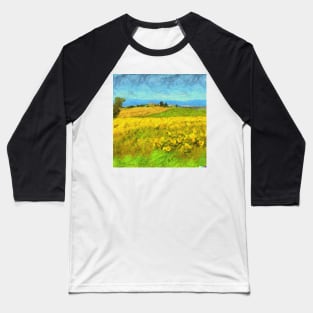 Golden Fields Painting Van Gogh Style Baseball T-Shirt